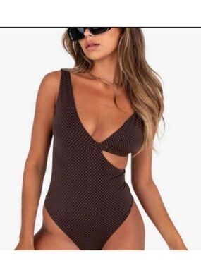 NWT - Kittenish - Brown Polka Dot One Piece Swimsuit